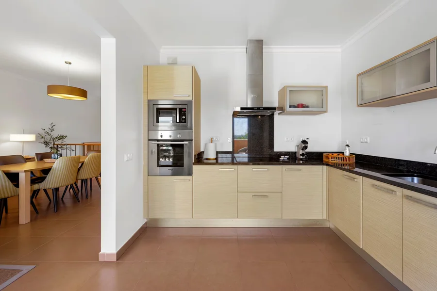 Modern kitchen with dining area connection